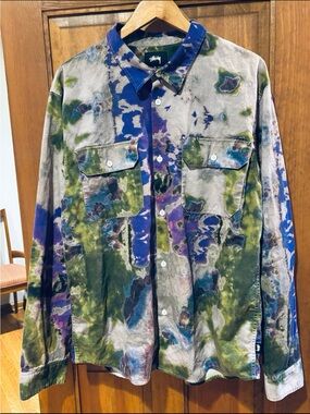 STÜSSY TIE-DYE Long Sleeve Work Shirt